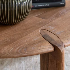 alinea Table Basse*Table basse ronde en chêne massif D81cm - Bois foncé