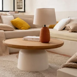 alinea Table Basse*Table basse ronde en chêne et béton - naturel Bois clair