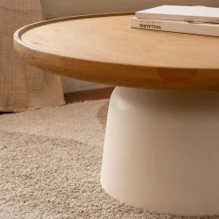 alinea Table Basse*Table basse ronde en chêne et béton - naturel Bois clair