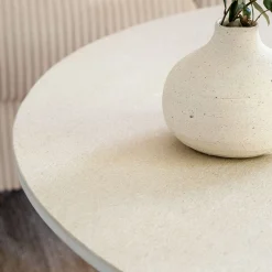 alinea Table Basse*Table basse ronde en céramique et bois D80cm - Beige