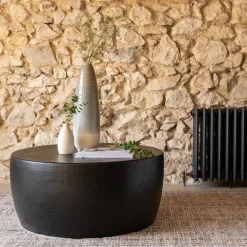 alinea Table Basse*Table basse ronde en tôle d'aluminium D90xH42cm - Noir