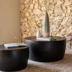 alinea Table Basse*Table basse ronde en tôle d'aluminium D90xH42cm - Noir
