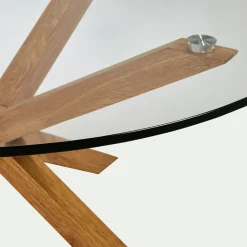 alinea Bout De Canapé|Table Basse*Table basse ronde en verre et piétement métal effet bois - Transparent