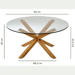 alinea Bout De Canapé|Table Basse*Table basse ronde en verre et piétement métal effet bois - Transparent