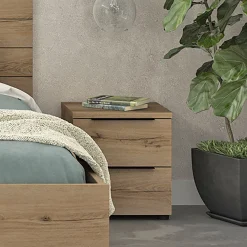 alinea Table De Chevet*Table de chevet en bois 2 tiroirs L40xl36xH43cm- Bois clair