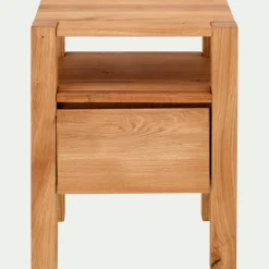 alinea Table De Chevet*Table de chevet en chêne massif 1 niche et 1 tiroir - Bois clair