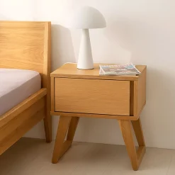 alinea Table De Chevet*Table de chevet en plaqué chêne L45xl40xH48cm - Bois clair