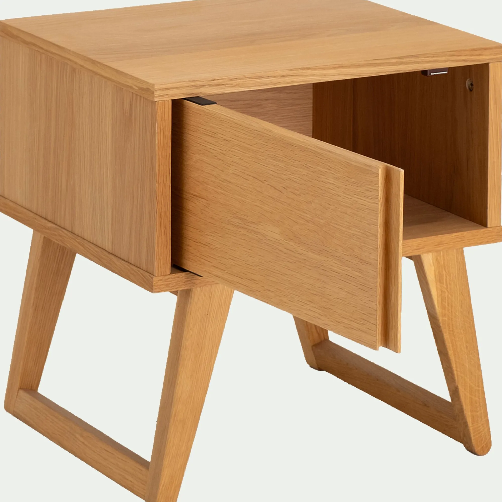 alinea Table De Chevet*Table de chevet en plaqué chêne L45xl40xH48cm - Bois clair