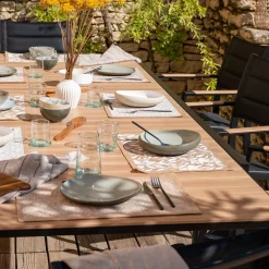 alinea Table De Jardin*Table de jardin extensible en aluminium effet teck - (8 à 12 places) Noir