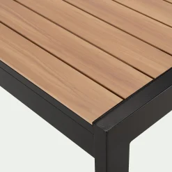 alinea Table De Jardin*Table de jardin extensible en aluminium effet teck - (8 à 12 places) Noir