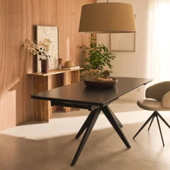 alinea Table Extensible*Table de repas extensible en céramique et verre trempé - (6 à 10 places) Noir