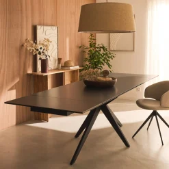 alinea Table Extensible*Table de repas extensible en céramique et verre trempé - (6 à 10 places) Noir