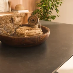 alinea Table Extensible*Table de repas extensible en céramique et verre trempé - (6 à 10 places) Noir