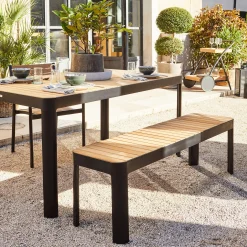 alinea Table De Jardin|Table De Salle À Manger*Table de repas jardin en aluminium et teck - (6 places) Bois clair