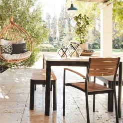 alinea Table De Jardin|Table De Salle À Manger*Table de repas jardin en aluminium et teck - (6 places) Bois clair