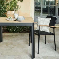 alinea Table De Jardin|Table De Salle À Manger*Table de repas jardin en aluminium et teck - (4 places ) Bois clair