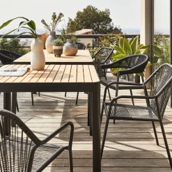 alinea Table De Jardin|Table De Salle À Manger*Table de repas jardin en aluminium et teck - (4 places ) Bois clair