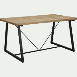 alinea Table De Jardin|Table De Salle À Manger*Table de repas jardin en magnésium effet bois et fer - (6 places) Bois clair