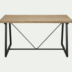 alinea Table De Jardin|Table De Salle À Manger*Table de repas jardin en magnésium effet bois et fer - (6 places) Bois clair