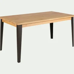 alinea Table De Salle À Manger*Table de repas rectangulaire en chêne et acier - (10 places) Bois clair