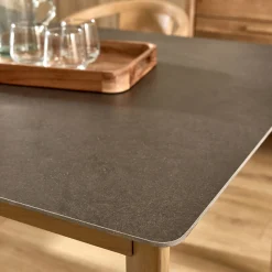 alinea Table De Salle À Manger*Table de repas rectangulaire en pierre et acier - anthracite (10 places) Gris