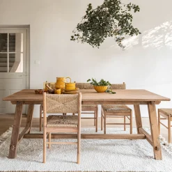 alinea Table De Salle À Manger*Table de repas rectangulaire en bois de teck - (8 places) Bois clair
