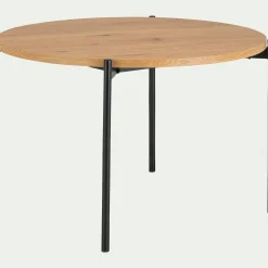 alinea Table De Salle À Manger*Table de repas ronde effet chêne et acier - (4 places) Bois clair