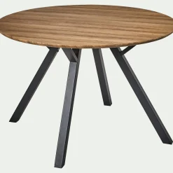 alinea Table De Salle À Manger*Table de repas ronde effet chêne - (4 places) Bois foncé