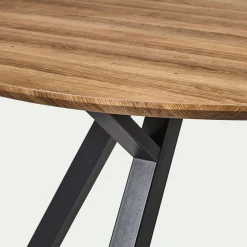 alinea Table De Salle À Manger*Table de repas ronde effet chêne - (4 places) Bois foncé