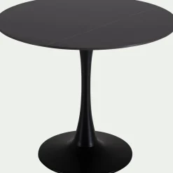alinea Table De Salle À Manger*Table de repas ronde en bois et céramique - (4 places) Noir