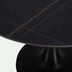 alinea Table De Salle À Manger*Table de repas ronde en bois et céramique - (4 places) Noir