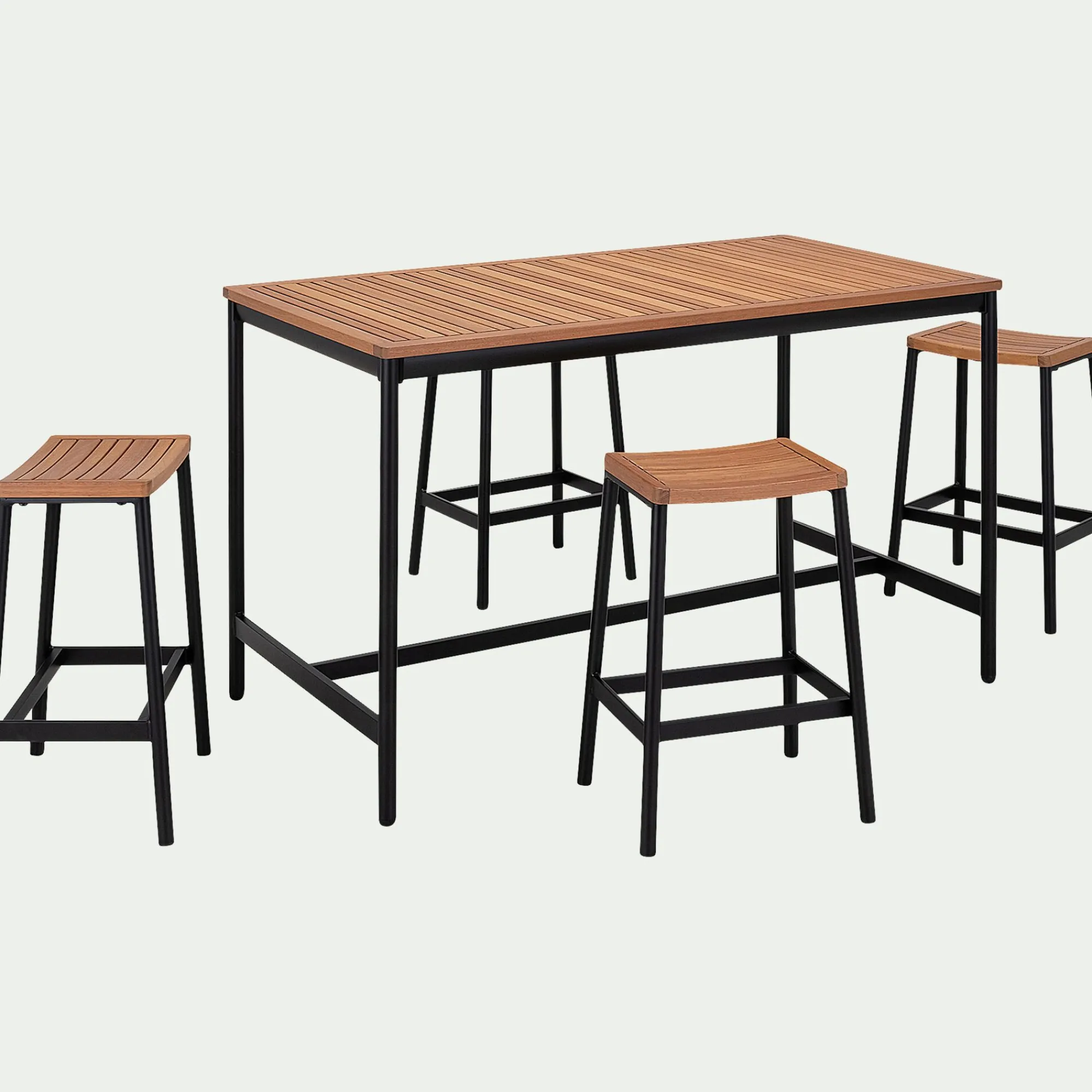 alinea Table De Jardin|Table Haute De Jardin*Table haute de repas jardin en eucalyptus - (6 places) Bois clair