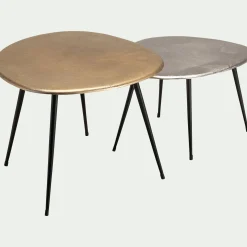 alinea Bout De Canapé|Table Basse*Tables gigognes en fonte d'aluminium - Doré