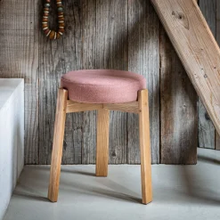 alinea Tabouret*Tabouret bas en bois de frêne et tissu H45cm - brun rhassoul Marron