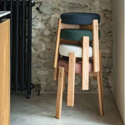 alinea Tabouret*Tabouret bas en bois de frêne et tissu H45cm - brun rhassoul Marron