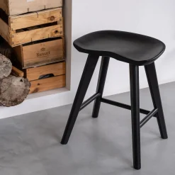alinea Tabouret*Tabouret bas en chêne massif H49cm - Noir