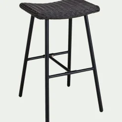 alinea Chaise De Jardin|Tabouret Haut De Bar*Tabouret de bar en fer et résine tressée H72cm - Noir