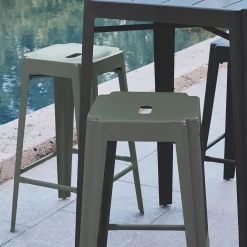 alinea Chaise De Jardin|Tabouret Haut De Bar*Tabouret de bar en métal H69cm - cèdre Vert