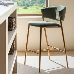 alinea Tabouret Haut De Bar*Tabouret haut de repas en tissu H66cm - Vert