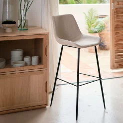 alinea Tabouret Haut De Bar*Tabouret haut de repas en tissu H75cm - Gris