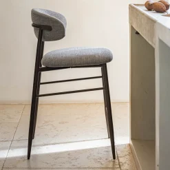 alinea Tabouret Haut De Bar*Tabouret haut de repas en tissu H66cm - Gris