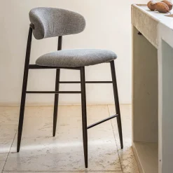 alinea Tabouret Haut De Bar*Tabouret haut de repas en tissu H66cm - Gris