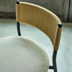 alinea Tabouret*Tabouret haut de repas en corde et tissu H75cm - écru Blanc