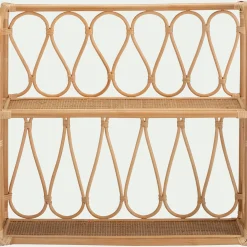 alinea Étagère Murale*Étagère murale décorative 2 tablettes en rotin - L60xH55cm Naturel