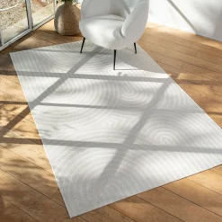 alinea Tapis Exterieur|Tapis D'Extérieur*Tapis à motifs circulaires 120x170cm - écru Blanc