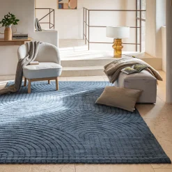 alinea Tapis De Salon*Tapis à motifs circulaires 200x290cm - ceou Bleu