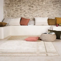 alinea Tapis De Salon*Tapis à motifs linéaires en tissu recyclé 160x230cm - Beige