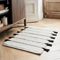 alinea Tapis De Bain*Tapis de bain à pompons en coton 50x80cm - ventoux Blanc
