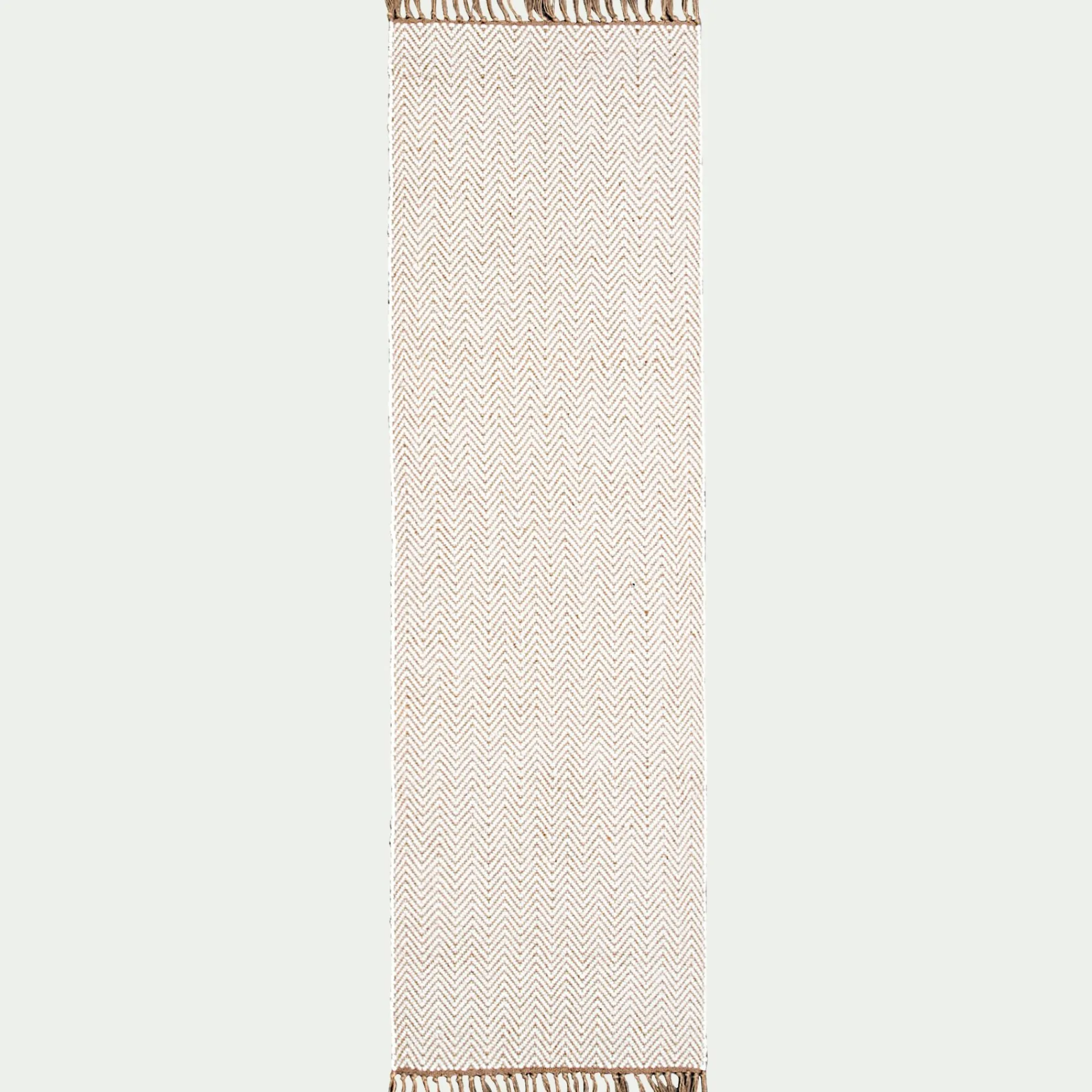 alinea Tapis En Laine|Tapis En Jute*Tapis de couloir et laine et jute - 60x200cm Blanc