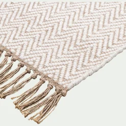 alinea Tapis En Laine|Tapis En Jute*Tapis de couloir et laine et jute - 60x200cm Blanc